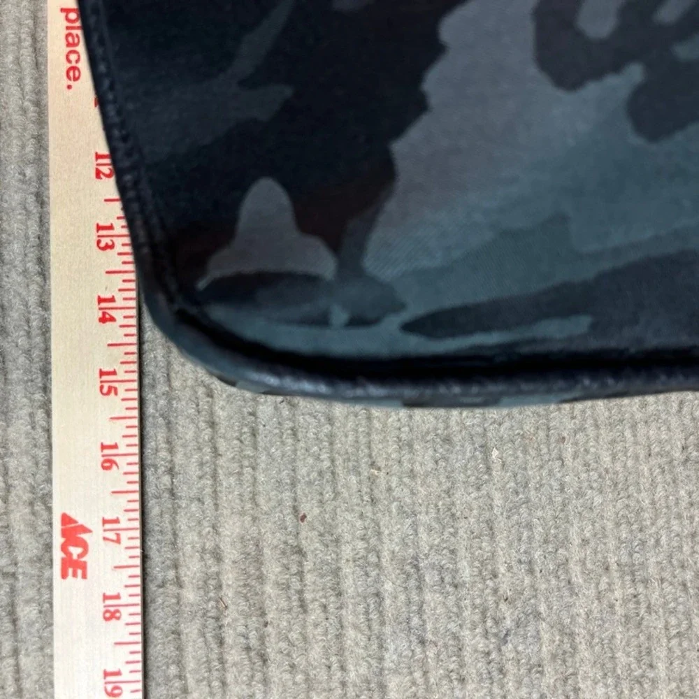 Lululemon Now and Always Tote Bag Camo Black Grey Leather Trim Crossbody 15in